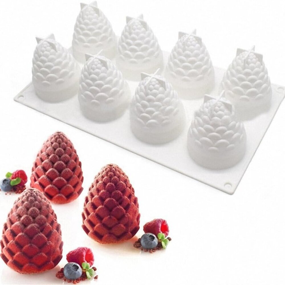 3D Pinecone Cake Mold - Christmas Pine Cone Silicone Tray Mold for Mousse Cake,